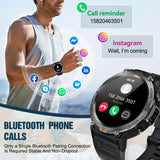 KE3 Black Bluetooth Call Smart Watch Men Full Touch Screen Health Monitor With Flashlight