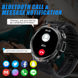 KE3 Black Bluetooth Call Smart Watch Men Full Touch Screen Health Monitor With Flashlight
