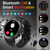 KE3 Black Bluetooth Call Smart Watch Men Full Touch Screen Health Monitor With Flashlight
