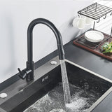Touch-sensitive kitchen faucet with extendable hose