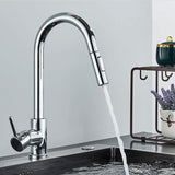 Touch-sensitive kitchen faucet with extendable hose